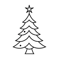 Christmas tree line art vector , Christmas tree silhouette vector 