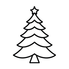 Fototapeta premium Christmas tree line art vector , Christmas tree silhouette vector 