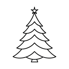 Obraz premium Christmas tree line art vector , Christmas tree silhouette vector 