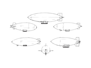 Minimalistic blimp line art suitable for clean design projects