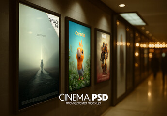 Cinema interior, movie poster mockup