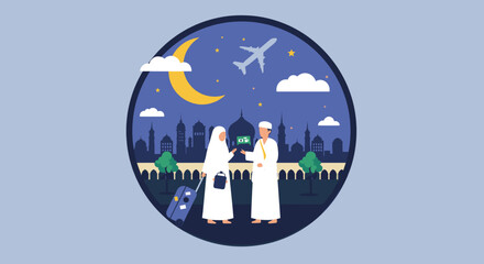 In the Spirit of Hajj: A Couple Dressed for Their Sacred Pilgrimage