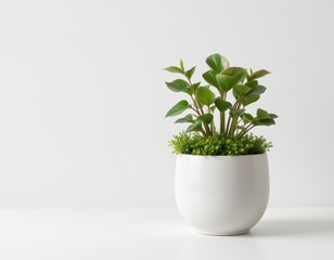 Fototapeta premium Potted Peperomia Plant on White