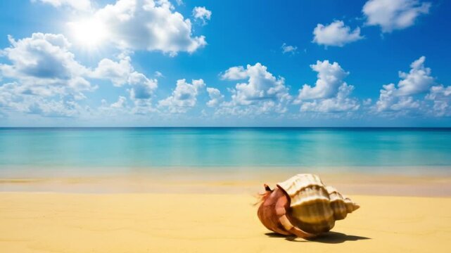 Hermit Crab on Tropical Beach: Serene Coastal Scene