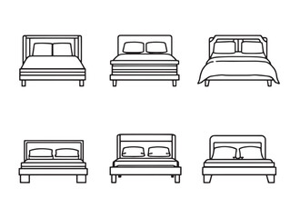 clean bed line art illustration for furniture projects