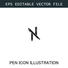 Pen Icon Logo Vector Image in Black and White for Stationery Branding and Graphic Design
