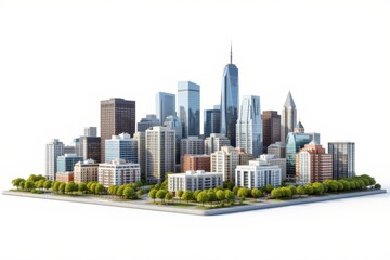 Fototapeta premium Cityscape Miniature Model on White