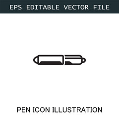 Pen Icon Logo Vector Image in Black and White for Stationery Branding and Graphic Design

