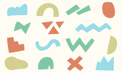 手書き風の幾何学模様のイラストセット　ベクター(カラー)