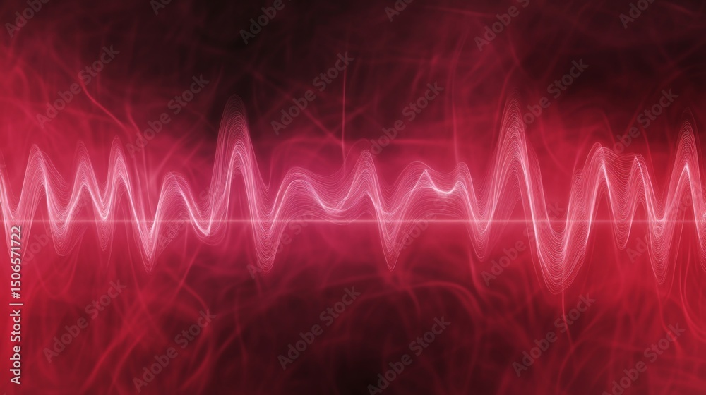 Poster a digitally created visualization of heart waves pulsating in synchronization, with a gradient backg