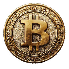 A lustrous golden Bitcoin a symbol of modern digital wealth and cutting on transparent background