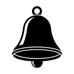 Illustration of a simple black bell with a clapper and loop ring
