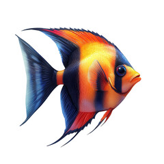 A vibrant angelfish gracefully glides through the deep its striking colors on transparent background
