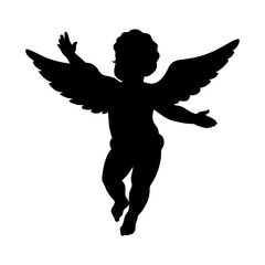 Fototapeta premium Silhouette illustration of a cherubic angel with outstretched arms