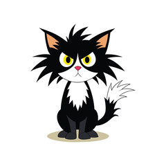 Crazy cat character vector illustration