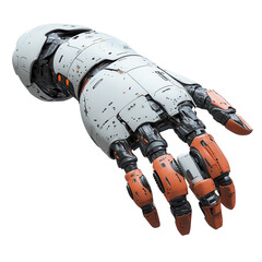 A detailed mechanical robotic hand a symbol of futuristic technology with on transparent background