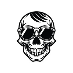 Skull for Halloween with sunglasses vector illustration