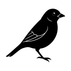 Silhouette illustration of a small bird perched in side profile