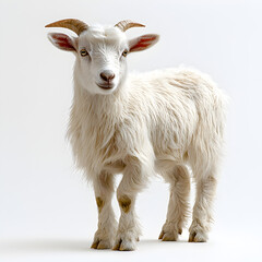Obraz premium White Goat Gazing Isolated Portrait