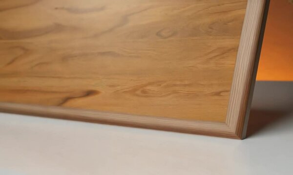 wooden box on the table. 