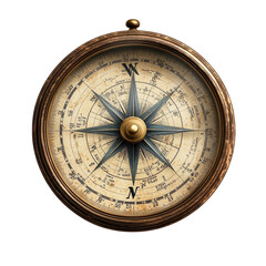 Uncover history with an antique compass a timeless guide symbolizing on transparent background