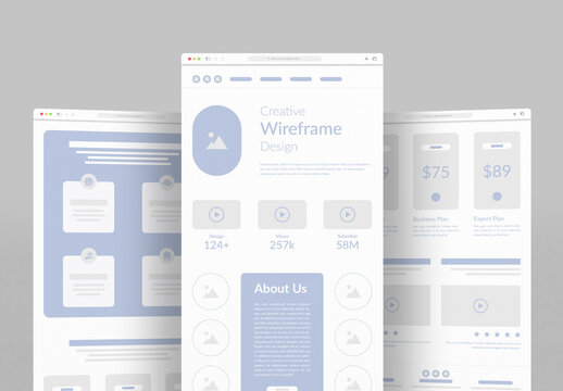 Creative Website Wireframe Design Layout Template