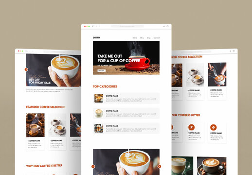 Modern Coffee Shop Email Newsletter UI Template Design