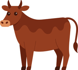 Cow cartoon vector illustration on transparent background.