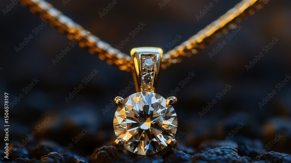 Aufkleber a macro shot of a diamond pendant catching light, with reflections dancing around it, creating a cap