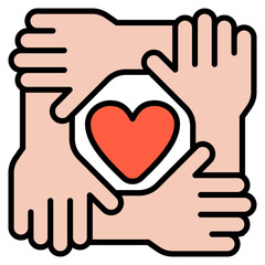 Teamwork outline color icon