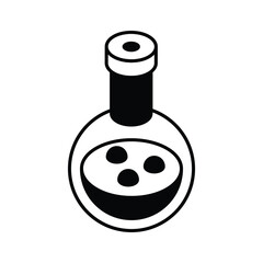 A stylish isometric style icon of scientific flask