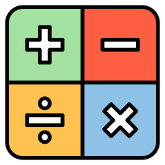 Mathematics outline color icon