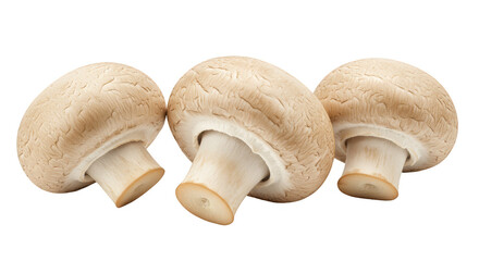 Photo of Three Brown Mushrooms Isolated on Transparent Background