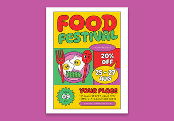 Orange Quirky Food Festival Flyer Layout