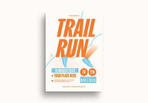 Orange Bold Minimalism Trail Run Flyer Layout