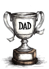 line art of best dad trophy with ribbon
