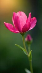 Single vibrant pink fire pink wildflower, close-up detail , delicate, red