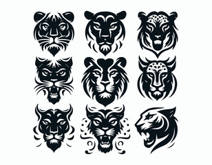 Fototapeta premium Powerful Diverse Jaguar Head Illustrations Varied Expressions Styled Vector Logo Design