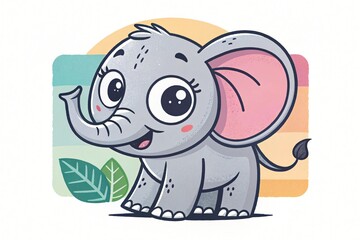 Obraz premium Adorable Cartoon Baby Elephant Illustration Cute Animal Design Perfect for Kids Products