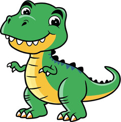 Fototapeta premium T Rex green cartoon cute cartoon