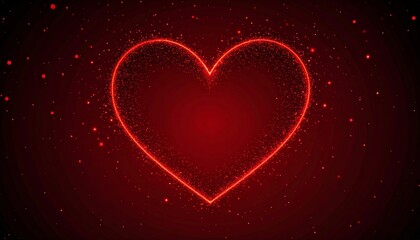 heart shape made of glowing red particles