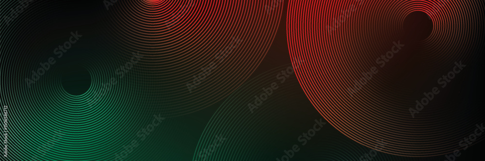 Canvas Prints abstract futuristic technology lines background with red and green light effect. gradient circle lin