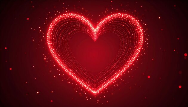 heart shape made of glowing red particles