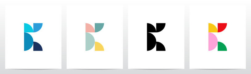Quarter Circle and Half Circle Geometric Initial Letter Logo Design K