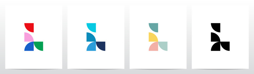 Quarter Circle and Half Circle Geometric Initial Letter Logo Design L