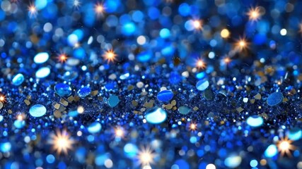 Sparkling blue glitter with bokeh lights, creating a festive backdrop - Powered by Adobe