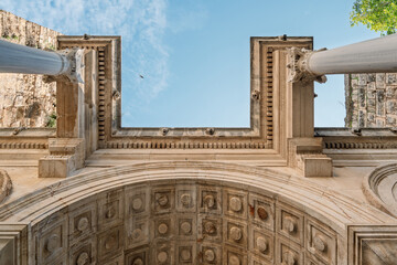 Hadrian Gate, also known as the Uc Kapilar, at the entrance to Antalya Old Town or Kaleici on a...