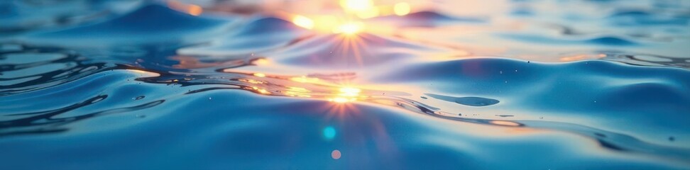 Naklejka premium Shimmering water, delicate ripple patterns on bright backdrop, sparkling, photography