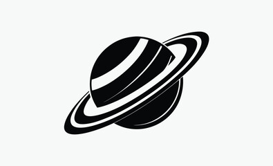 Planet Saturn Silhouette Icon