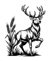 majestic deer in field vintage style